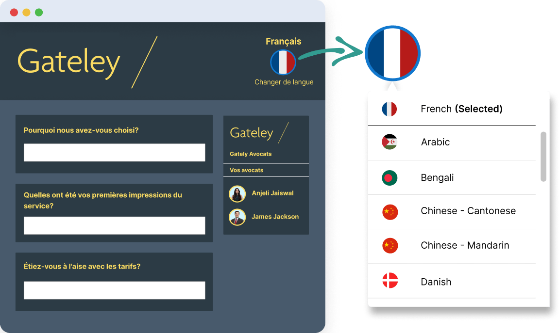 Multi-language questionnaire feature