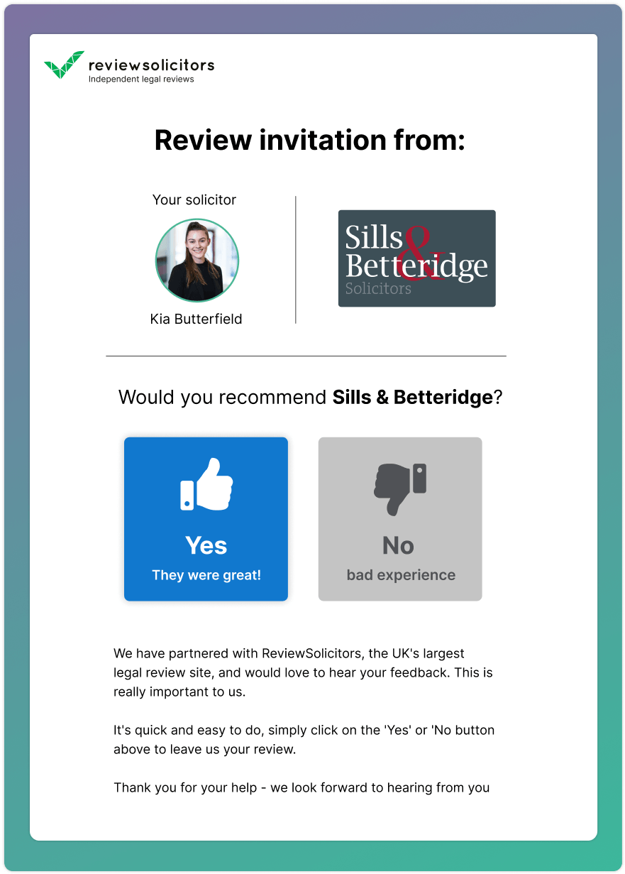 Review Invitations example email